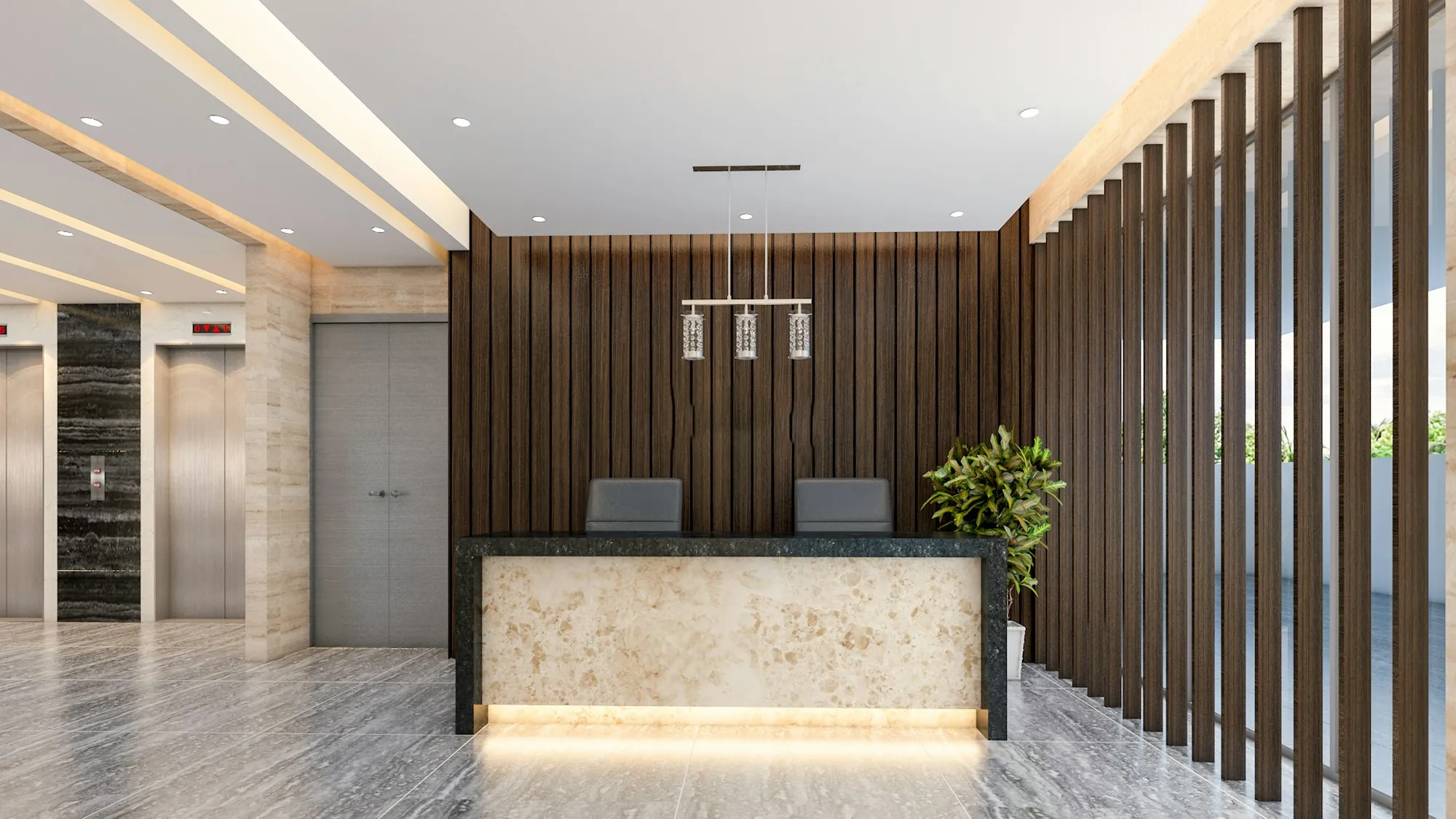 Predvorje poslovne zgrade s recepcijom
